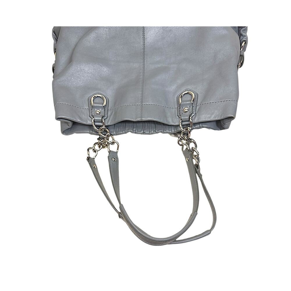 Coach Ashley Ruched Leather Satchel Gray Chain Shoulder Bag - Picture 5 of 15